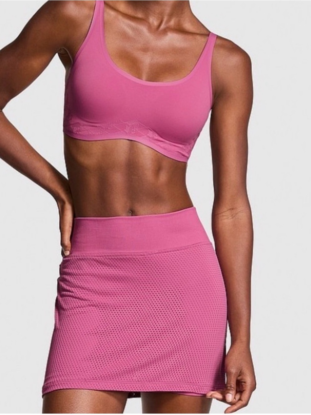 PINK Victoria's Secret Dark Mauve Mesh Mini Skort